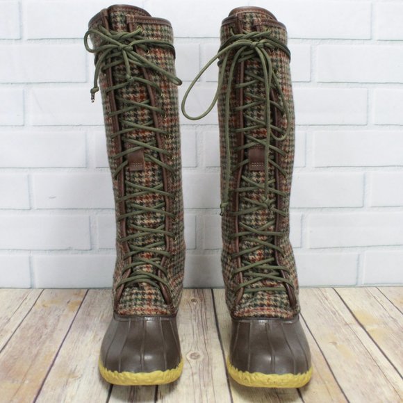 LL BEAN 16 inch Signature Wool Plaid Duck Boots 7 - Picture 4 of 11